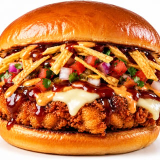 Spicy Honey BBQ Fried Chicken Burger "New"