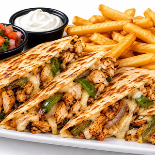 Chicken Quesadilla + fries