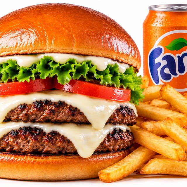Double Cheese Beef Burger + Fries & a 12oz Drink🔥 🔥.