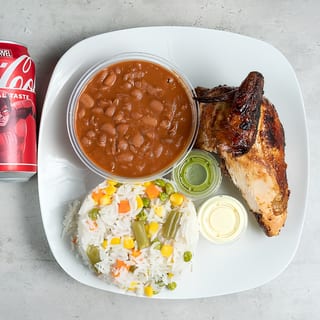 1/4  Chicken + Rice & Beans + 12oz coke