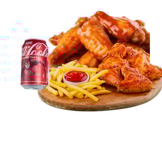 6 Chicken Wings + Fries & 12oz Coke